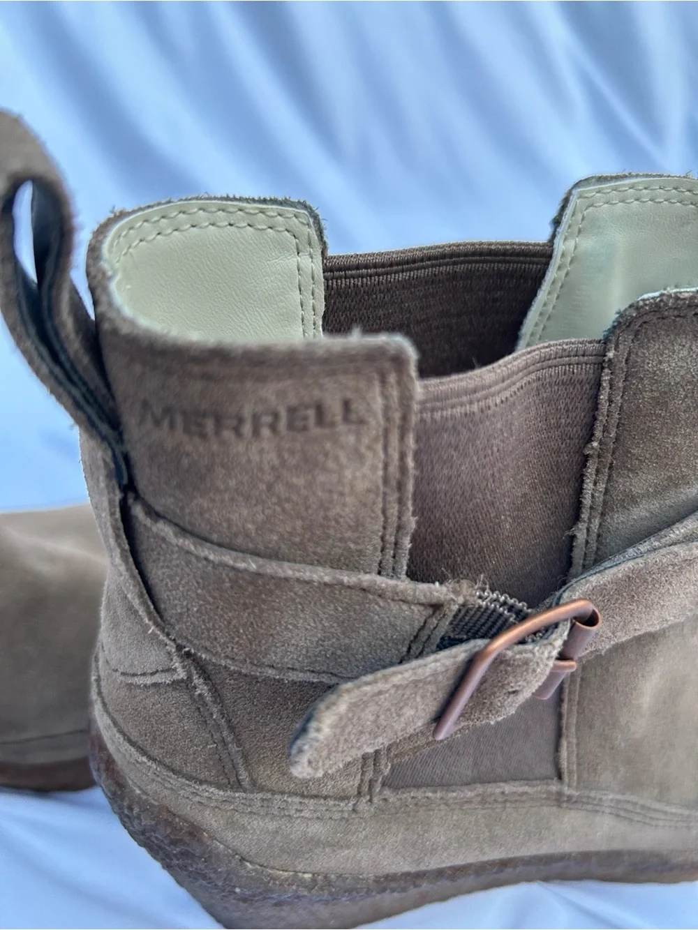 Merrell Fall Brown Suede Wedge Ankle Boots